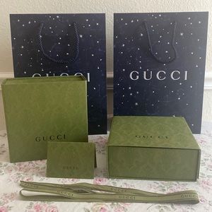 Gucci shopping bags gift boxes with tissue paper ribbon receipt holder